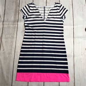 Lilly Pulitzer T-Shirt Dress Navy & White Stripes 100% Pima Cotton Size Small